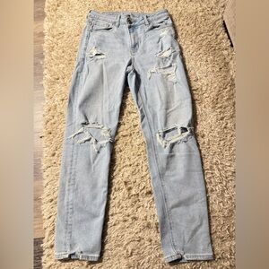 High-Rise Light Blue Ripped Skinny Jeans